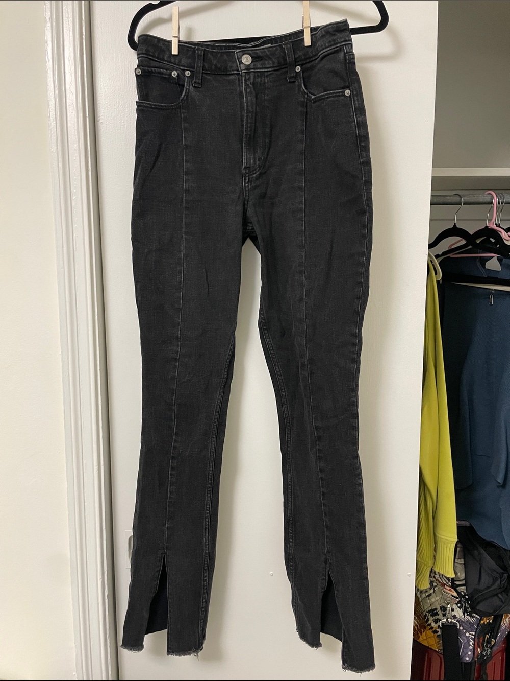 Abercrombie & Fitch Black Skinny Jeans with Front Slit Hems